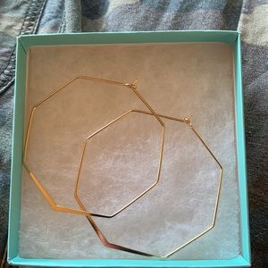Large gold octagon earrings. Thin in size. New.